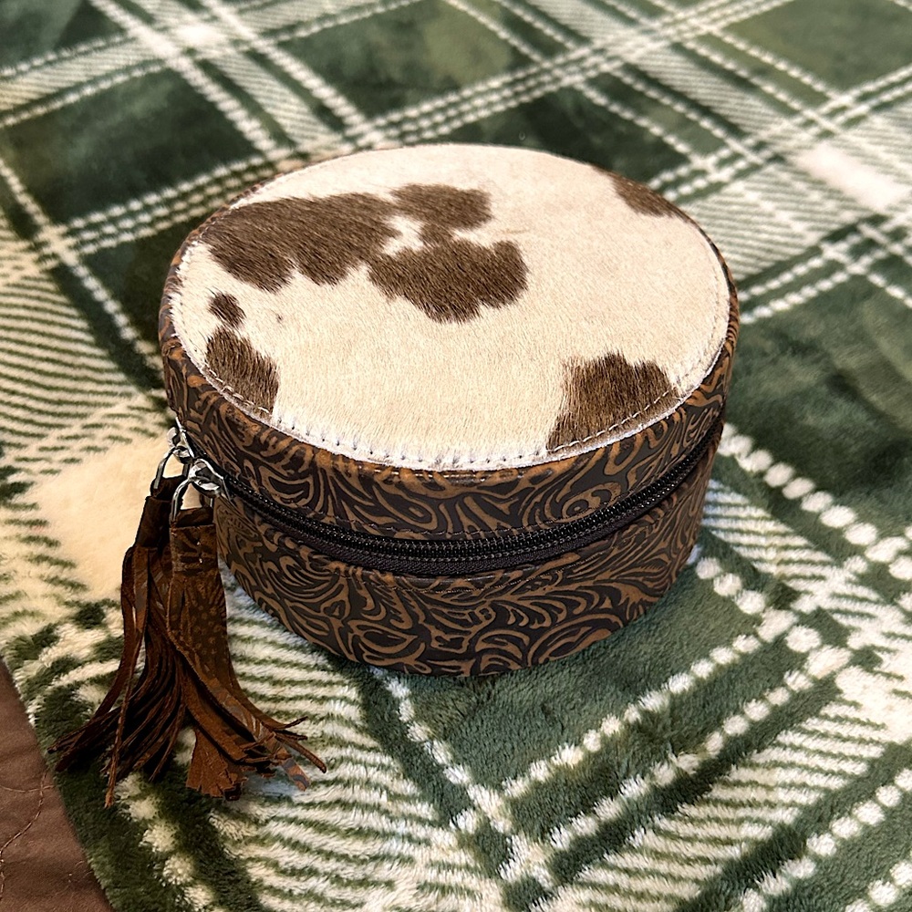 Cowhide and Leather Jewelry Case